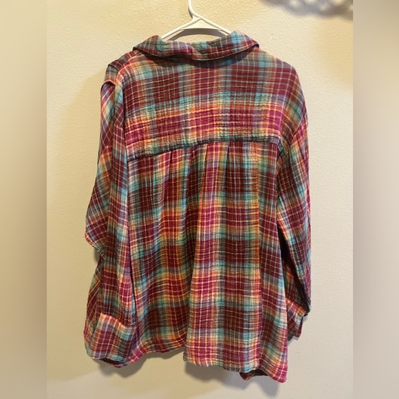 Free People Flannel Voyage Shirt Dress in Twilight Combo XS Bohemian Hippie - Picture 8 of 8